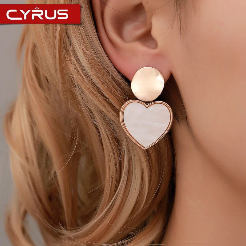 2019 Korean Geometric Heart Dangle Earrings For Women Hollow Round Water Drop Metal Simple Ear Accessories Elegant Mujer Jewelry | Украшения