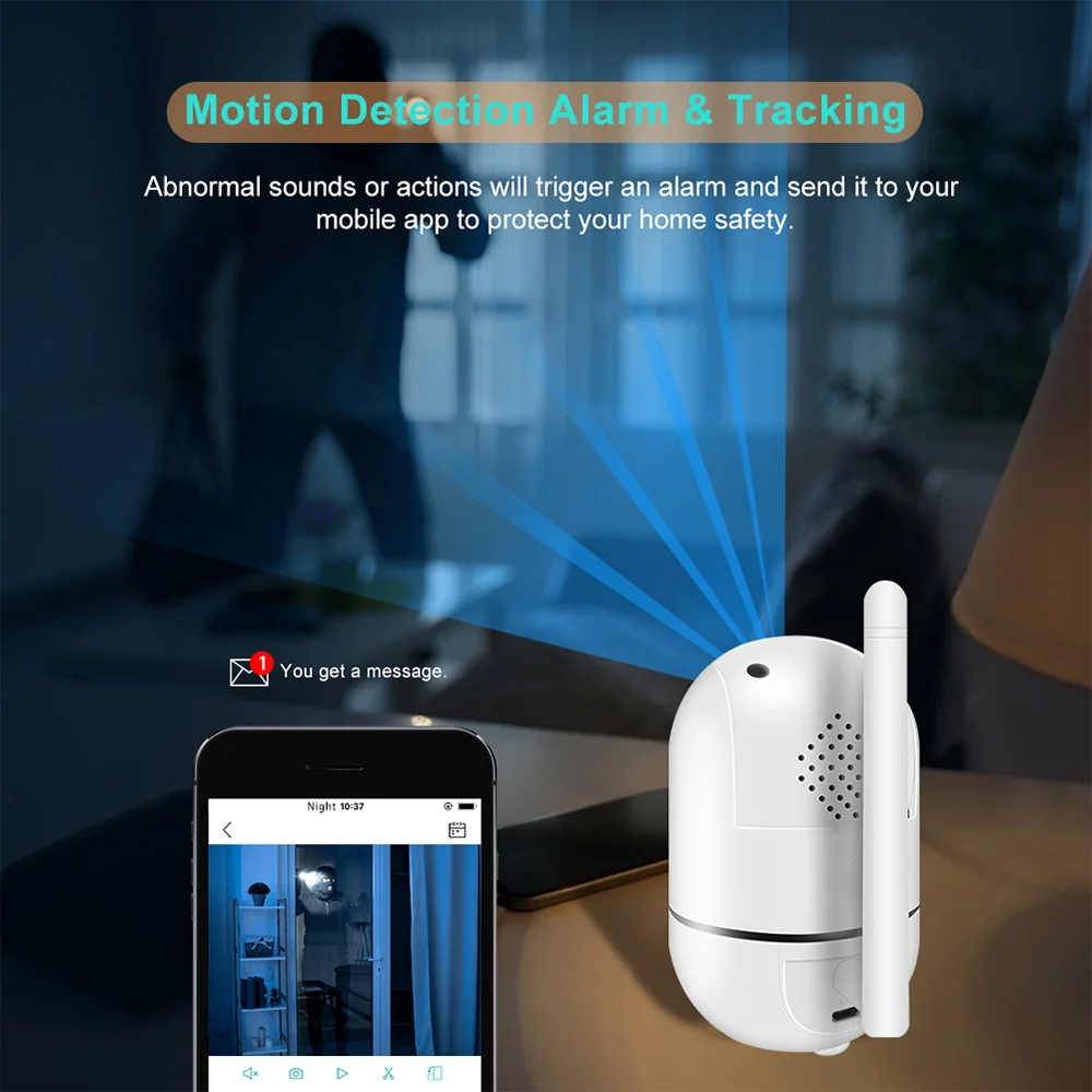 IP Camera 1080P 2MP Surveillance Cameras with Wifi IR Night Vision Auto Track Two Way Audio Wireless Home Security Camera CCTV