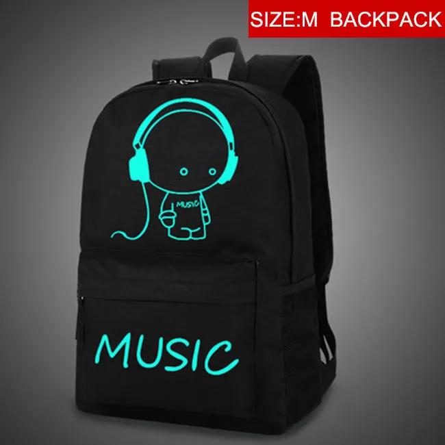 Music Boy-M-1pcs Аниме светящийся Оксфордский школьный рюкзак на плечо Детские рюкзаки 15,6 дюймов с usb-портом для зарядки школьная сумка для мальчика - Цвет: Music Boy-M-1pcs