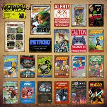 Оповещение видеоигры картридж металлический оловянный знак внимание геймер на работе Ретро плакат настенный Декор для дома комната оповещение табличка YI-124