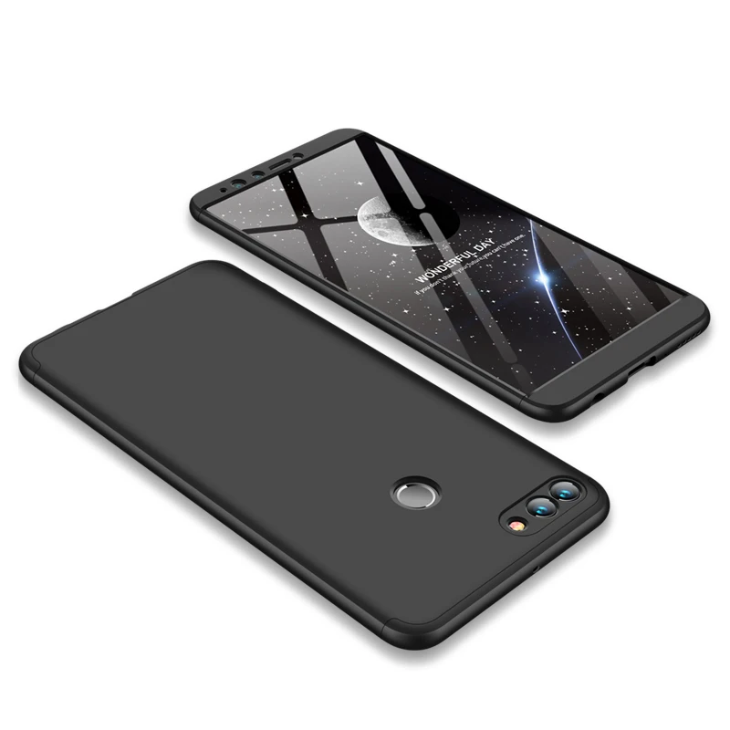 Чехол для huawei Y9 Prime, чехол Funda huawei Y9, чехол JKM LX1 3 в 1 360, чехол для huawei Y9, чехол FLA LX1, полная защита - Цвет: Черный