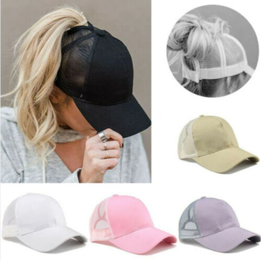 

Summer Mesh Breathable Caps Snapback Hip Hop Hat New Men Cap Ponytail Baseball Cap Women Sport Sun Hat