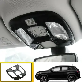 

ABS Black Car Front Reading Light Decor Panel Cover Frame Trim,Ceiling Lamp Cover for Jeep Compass 2017 2018 2019 2020