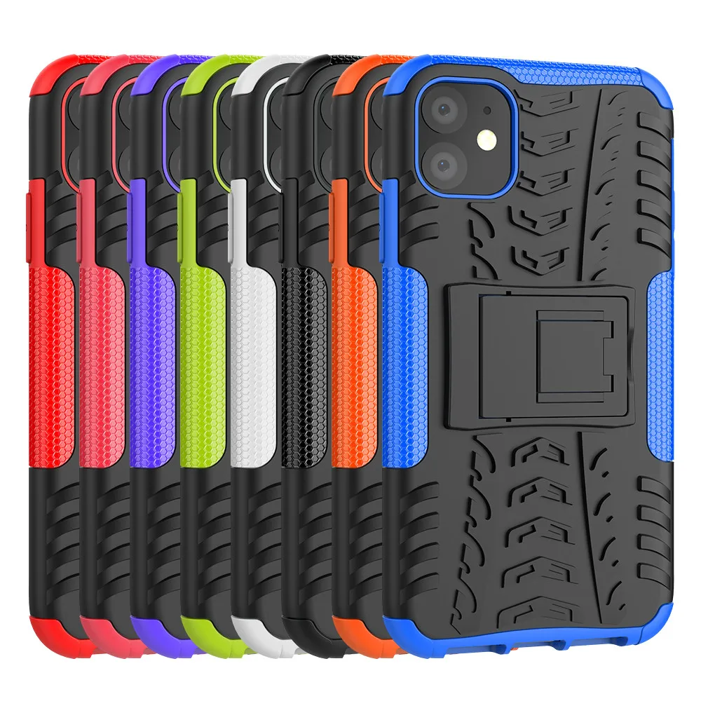 

Silicone shockproof armor Phone case For iPhone 11 Pro Max Ultra-thin Luxury PC + TPU Stand Back Cover For iPhone X XS Max XR