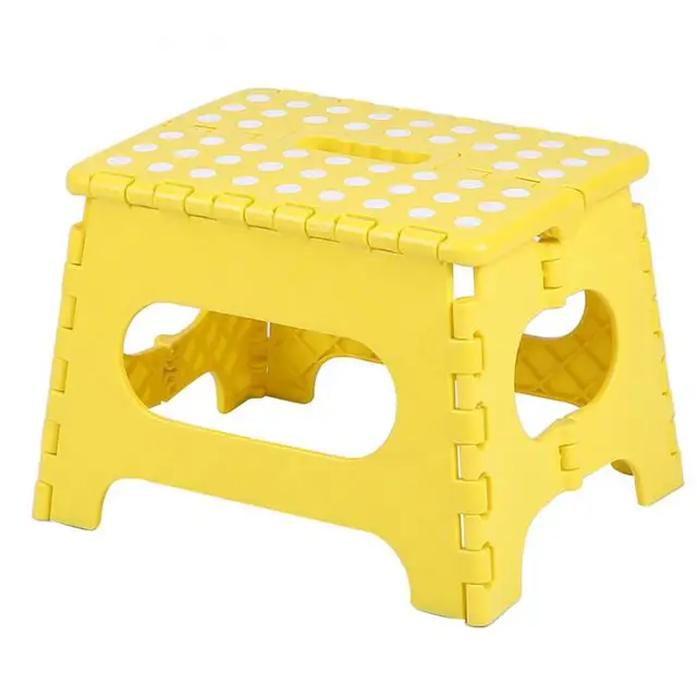 High Folding Step Stool Lightweight Plastic Non Slip for Kitchen Bathroom Bedroom LG66 yellow