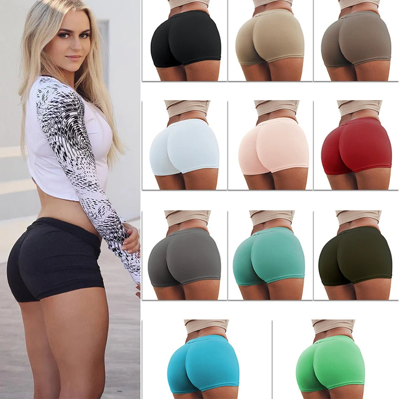 

Solid Elastic Skinny Bottoming Shorts Women Casual Bodycon Shorts Gym Sport Streetwears Female Soft Simple Breathable Shorts New