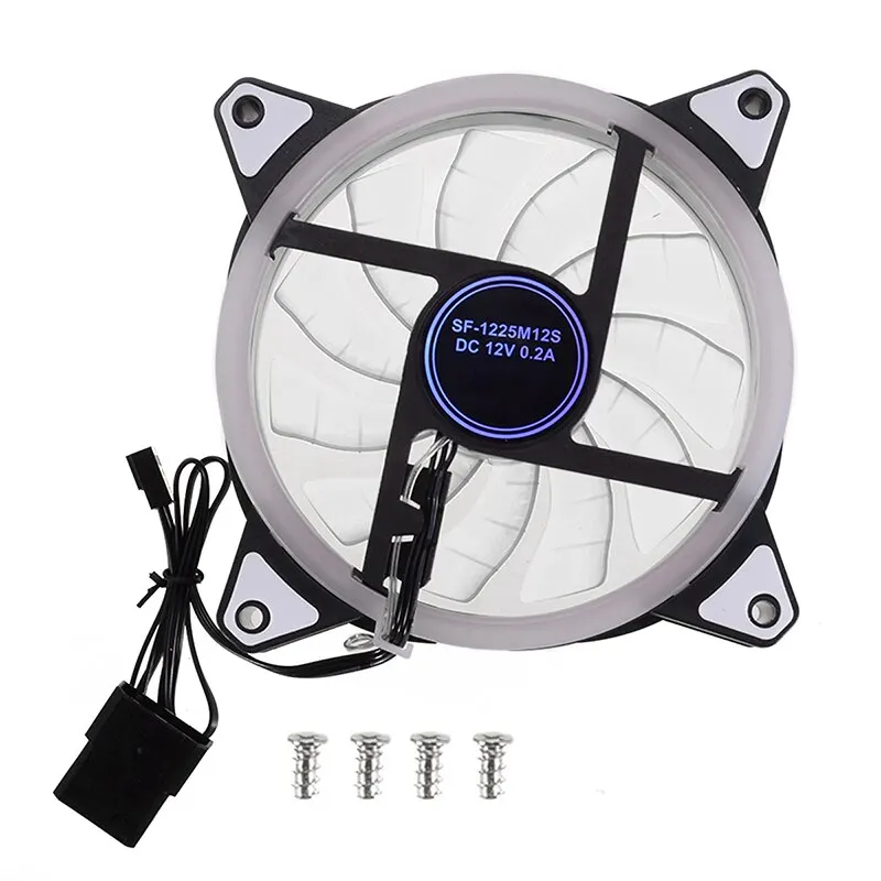 For PC Computer Chassis Radiating 1PC Cooling Fan Colorful LED Silent Cooler 120x120x25mm DC 12V 6 Colors Mayitr