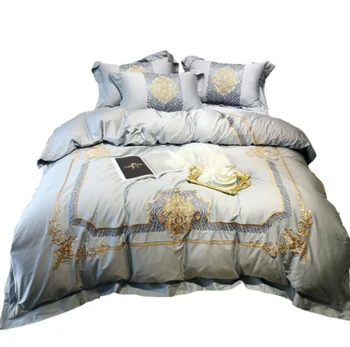 

European-style luxury court European and American style 60 long-staple cotton embroidery flowers four-piece cotton cotton beddin