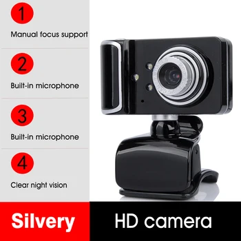

Webcam Camera Laptop PC Desktop Computer Office USB HD Video Calling With Mic Telecommuting Night Vision Home Study Clip On