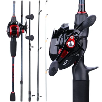 BEST PROMO ❤️ Sougayilang 1.8-2.4m Fishing Combo Portable 5 Sections Casting Fishing Rods and 17+1BB Baitcasting Reels Set - discount item 50% OFF Sports & Entertainment