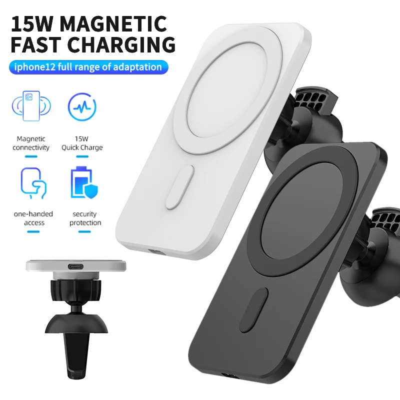 15W Magnetic Wireless Car Charger Mount for iPhone 12 Pro Max Magsafe Fast Charging Wireless Charger Car Phone Holder