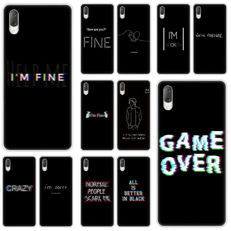 Жесткий Чехол I am fine Game over для Sony Xperia L1 L2 L3 X XA XA1 XA2 XA3 Ultra 10 Plus E5 XZ XZ1 XZ2 Compact XZ3 XZ5 2 20