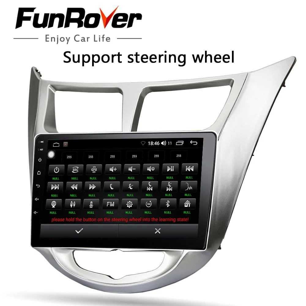 Funrover 2.5D + IPS Android 10 0 2 din автомобильный dvd gps плеер радио для Solaris Verna Accent с навигацией