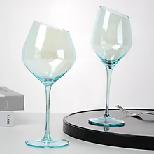 Голубой-синий скос красное вино бокал большой живот шампанское красное вино стеклянная чашка GQ