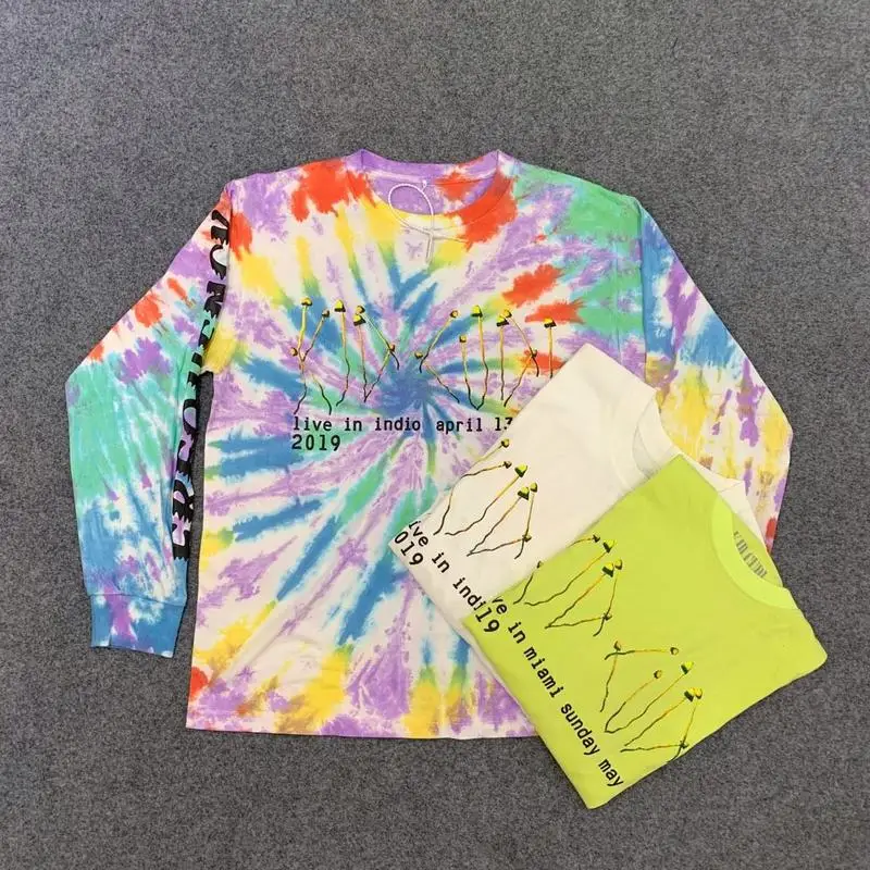 19SS CPFM XYZ иллюзии Tie Dye рубашка с длинным рукавом 1:1 версии kanye west футболки для мужчин