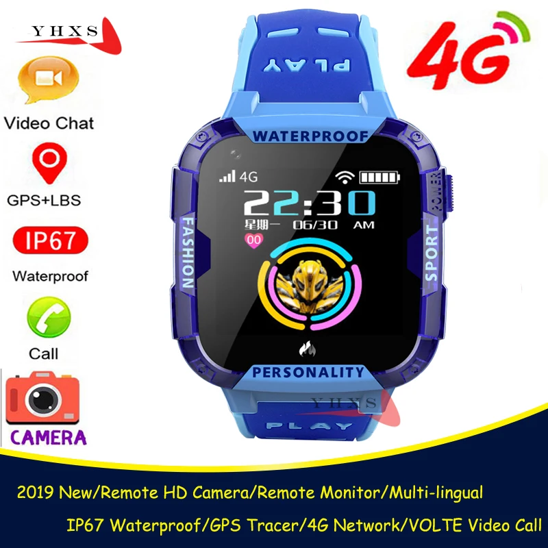

2019 IP67 Waterproof Smart 4G Remote Camera GPS WI-FI Kid Student Wristwatch SOS Video Call Monitor Tracker Location Phone Watch