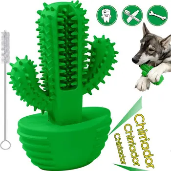 

Toothbrush for Dogs Pets, Cactus Rod Rubber Toy Bite Resistant Non-Toxic Rubber Vocal Dog Teeth Cleaner Chew Toys