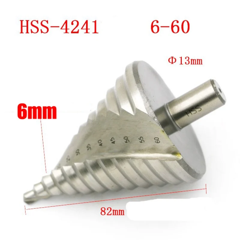 

6-60mm Titanium Coated Step Drill Bit Drilling Power Tools for Metal High Speed Steel Wood Hole Cutter Cone bench Drills Tools