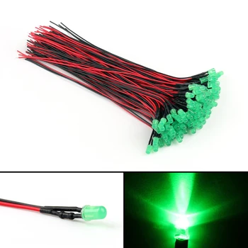 

Artudatech 100xPre Wired 5mm LED DC 12V Green Diffused Lamp Light Emitting Diode Round Top