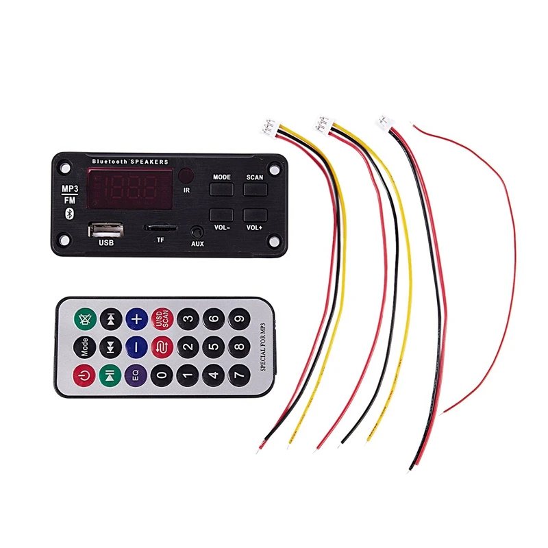 12V Car Tf Card Fm Radio Mp3 Audio Module Bluetooth Decoder Board for Remote Music Speaker Usb Power Supply | Автомобили и
