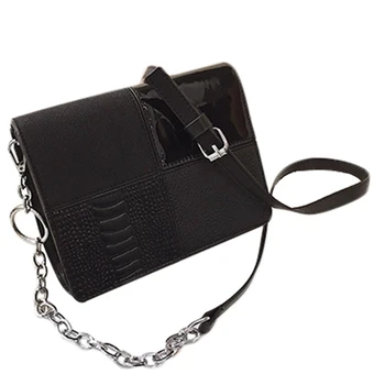

European Retro Fashion Square Bag Pu Leather Women's Designer Handbag Splicing Chain Shoulder Messenger Bsgs