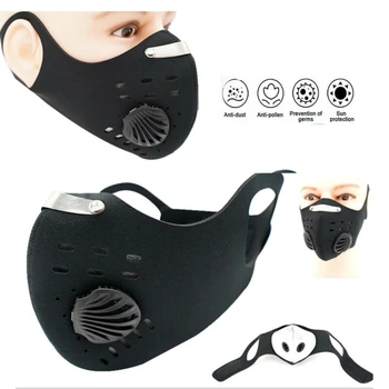 

2020 New Reusable Unisex Cotton Face Mask Activated Carbon Mask With Filter Washable Reusable Black Elastic Face Covers