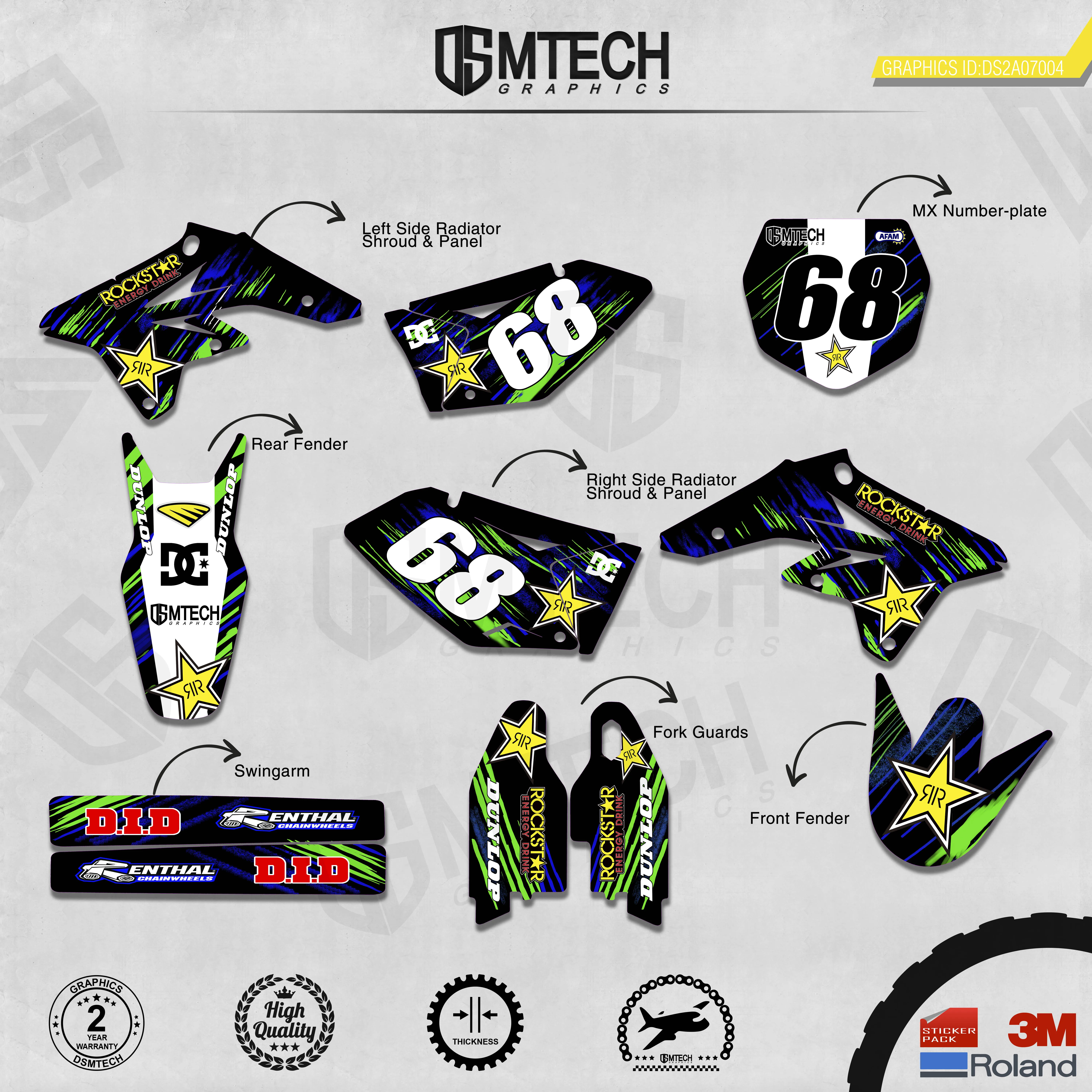 DSMTECH    ׷  Decals 3M   ƼĿ Ű 2007-2009 RMZ250 004