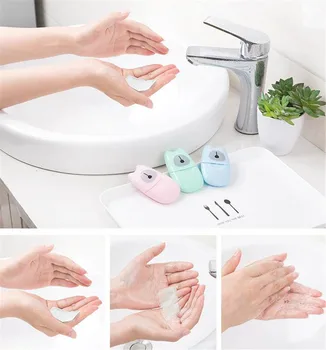 

20box/lot 50pcs/box Disposable Boxed Paper Soap Travel Portable Hand Washing Box Scented Slice Sheets Mini Soap Paper