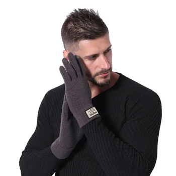 

Winter plus velvet thickening outdoor screen wool men's gloves cold warm gloves knit touch
