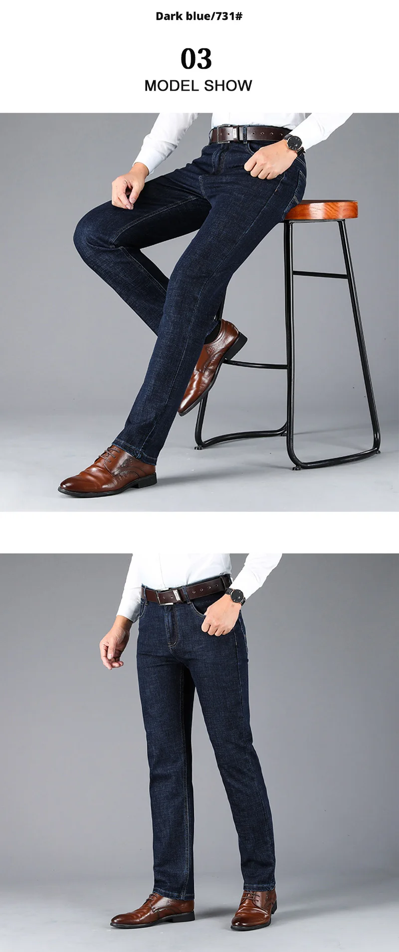Новые мужские прямые свободные удобные мягкие джинсы Бизнес повседневные Стрейчевые средняя талия тонкие полосы выбраны