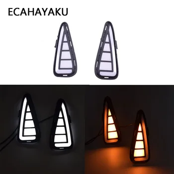 

Car LED Day Light 12V LED Daytime Running Lights DRL Fog Lamp Cover With Yellow Turning Signal for Toyota Camry 2015 2016 2017