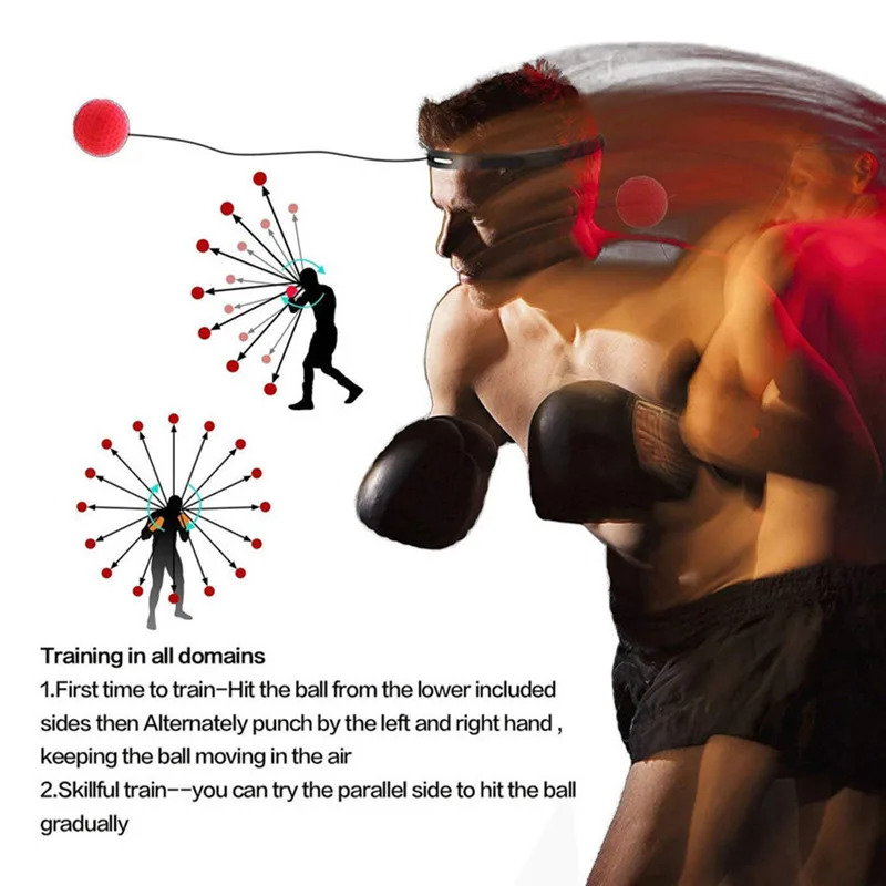Boxing Reflex Ball Set 4 Ball Fitness Punching Head Band Home Gym Reaction Speed Training Muay Tai MMA Exercise Boxing Equipment