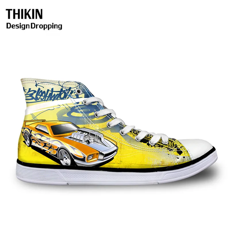 THIKIN Cool Wheels Racing Car подростковые кроссовки на платформе Модные вулканизированные парусиновые туфли Летняя мужская спортивная обувь на заказ - Цвет: as picture