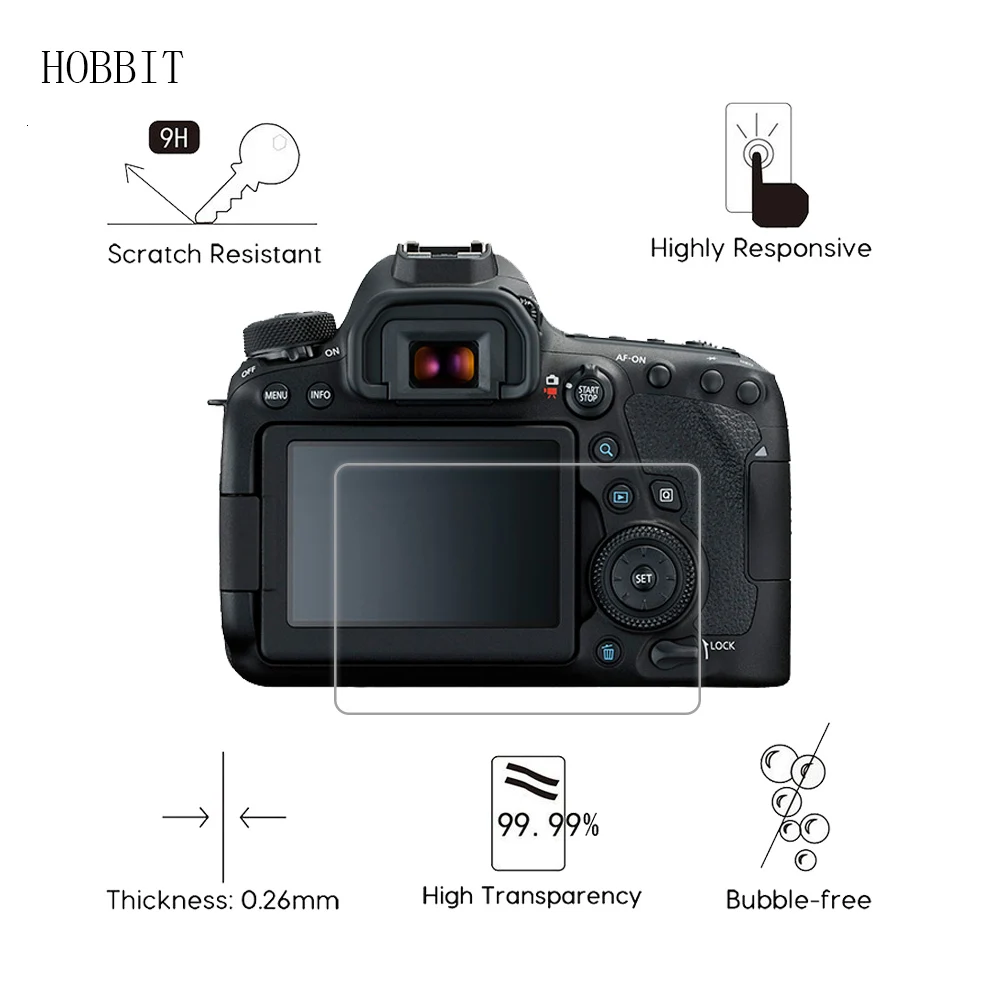 2 упаковки для Canon EOS 6D Mark II 6D MK2 0,3 мм 2.5D 9H прозрачное Закаленное стекло Защитная пленка для цифровой камеры ЖК-дисплей с защитой от царапин