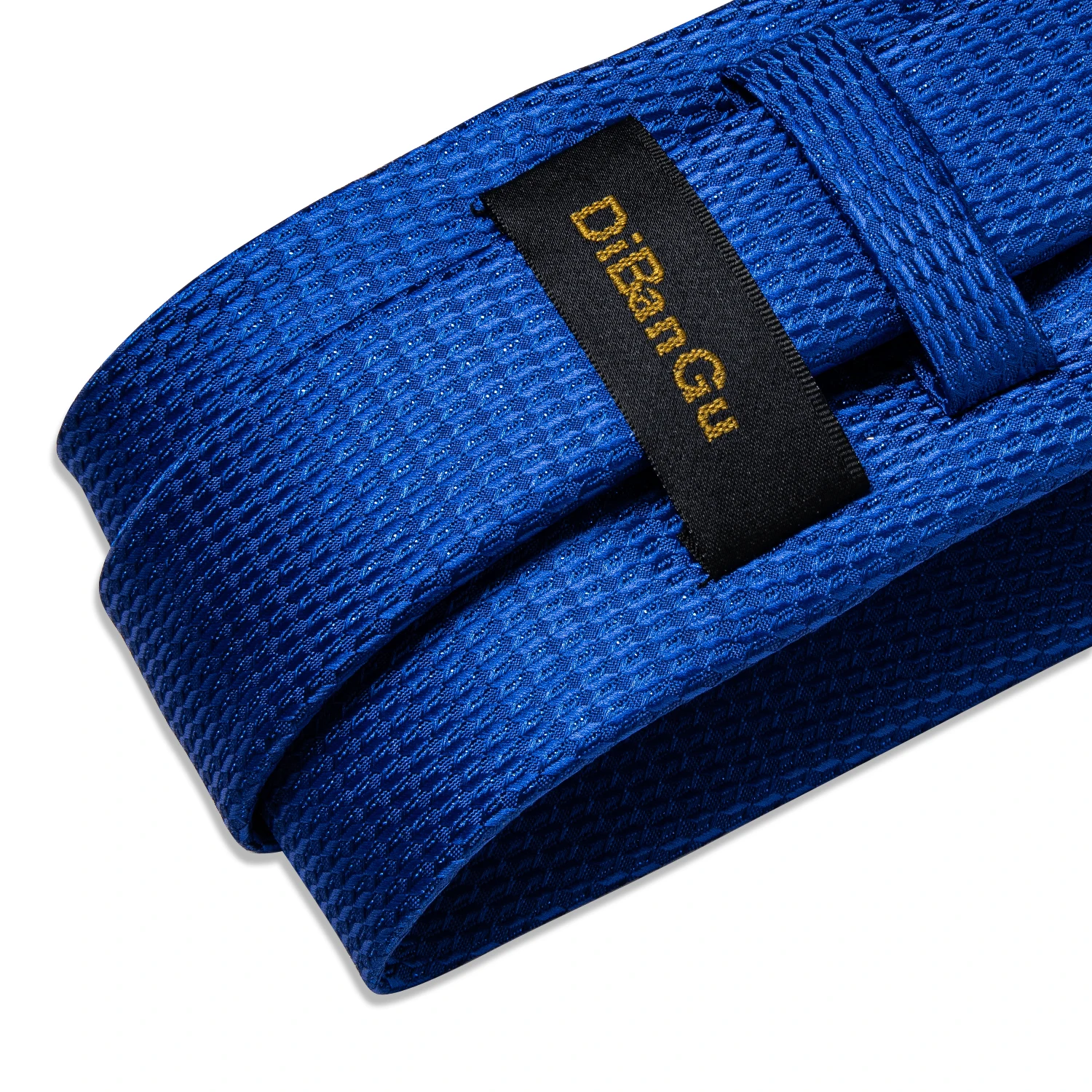 Luxuriöse blaue karierte Krawatten für Herren, solide Hochzeitsaccessoires, Krawatte, Einstecktuch, Manschettenknöpfe-Set, Gravatas, Herren-Geschenk von DiBanGu – Detail 6