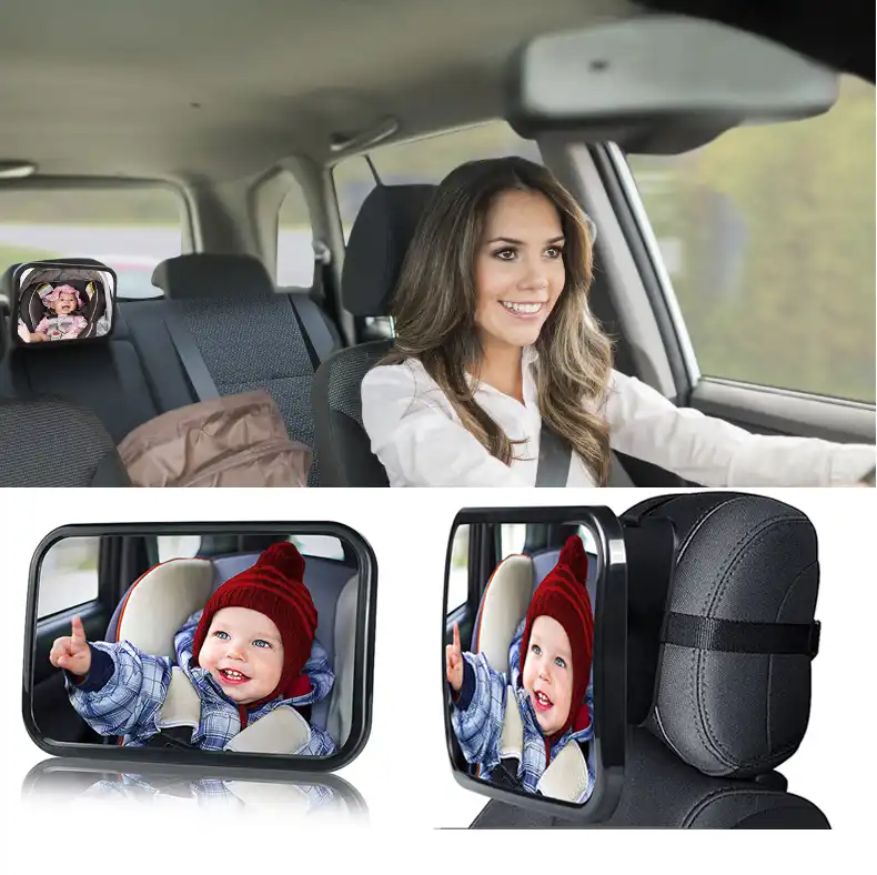 Espelho do carro do bebê 360 ° rotatable banco traseiro espelho enorme  grande ângulo de criação frente espelho de visão com fivela de segurança  para crianças|Retrovisores| - AliExpress