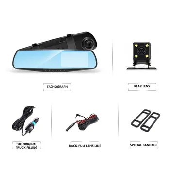 

Before And After Double Recording Driving Recorder 4.3 Inch Hd Driving Recorder 1080P Car Rearview Mirror Reversing Image