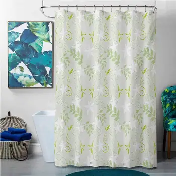 

Shower Curtains Liners for Bathroom Mint,Swirling Floral Branches with Leaves and Flower Florets Nature Print,Lime and Fern