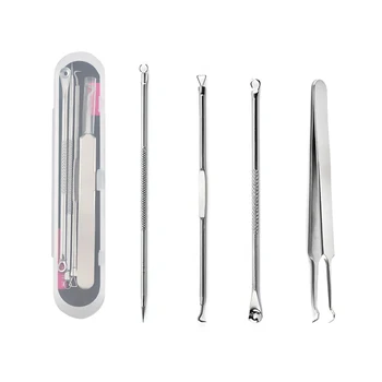 

4pcs Black Dot Pimple Blackhead Remover Tool Needle Set Squeezing Acne Pore Clean Tools Set Face Skin Care
