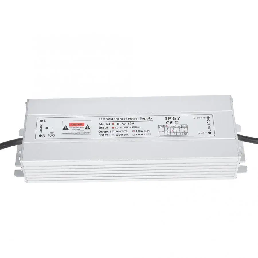 IP67 Waterproof LED Switch Power Supply AC to DC 12V 8.3A 100W for Light Box/Light Strip
