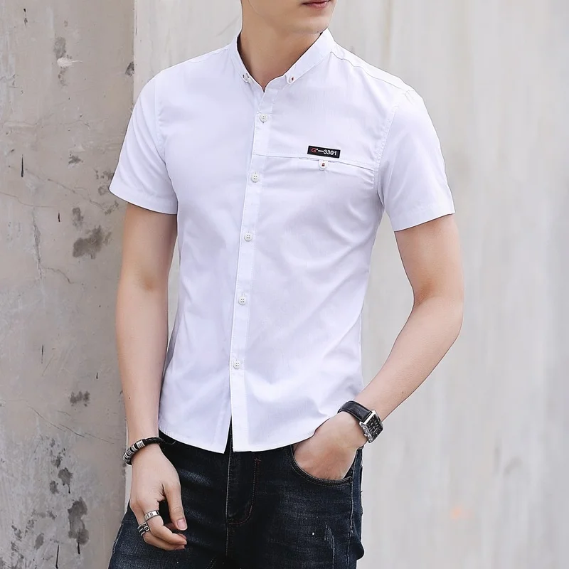 

Футболка мужская деловая однотонная, брендовая Повседневная Удобная приталенная, с круглым вырезом и короткими рукавами, в Корейском стиле, в простом стиле