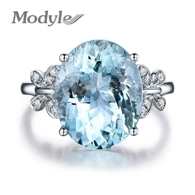

Wukalo 2019 New Big Blue CZ Stone Ring Silver Color Butterfly Jewelry for Woman Wedding Gift Summer