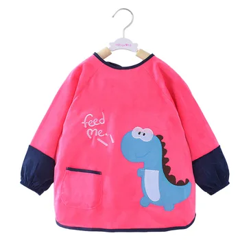 

Baby coveralls waterproof boys and girls children autumn and winter coveralls kids eating clothes crystal velvet baby apron