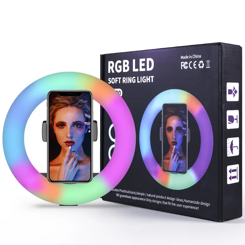 Anel de Luz Cores com Mini Suporte de Celular Lâmpada para Fotografia e Maquiagem do Tik Rgb de 10 Tripé de 63 Polegadas Youtube 13 Tok 8 10 - Image 6