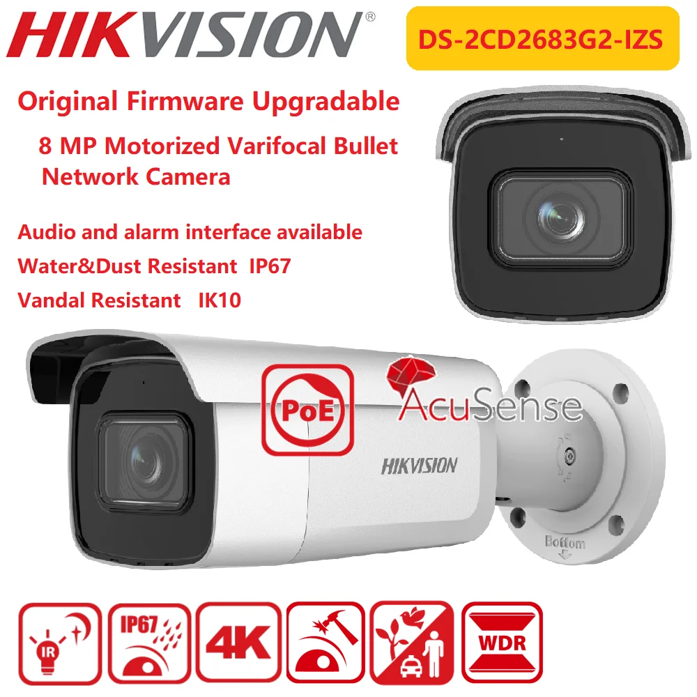 Hikvision IP Camera 8MP DS 2CD2683G2 IZS Varifocal Zoom CCTV IP67 IR