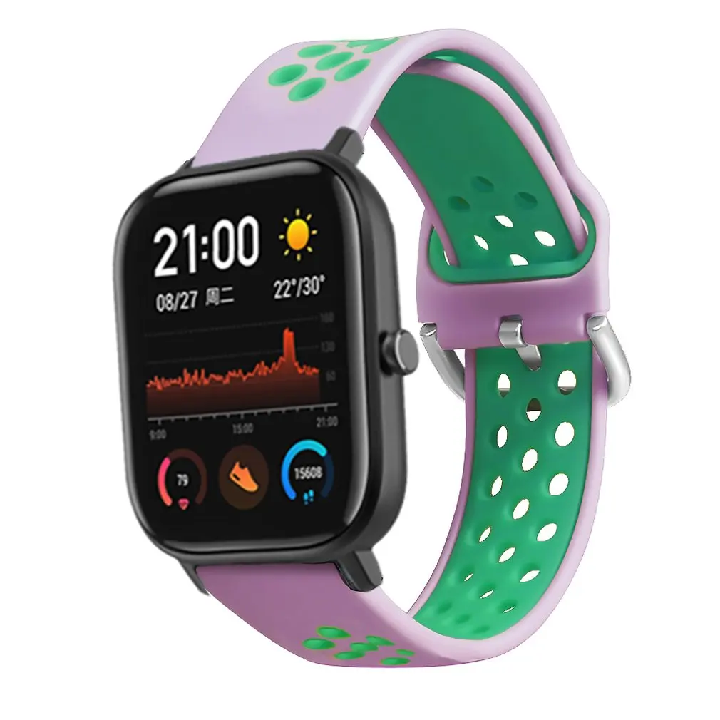 Ремешок для часов Huami Amazfit GTS 20 мм ремешок для часов Силиконовый сменный ремешок на запястье ремешок 2 цвета с отверстиями ремешок для часов