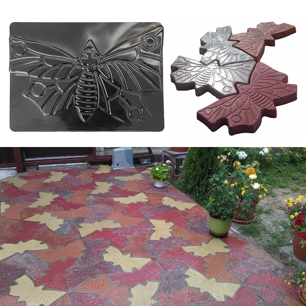 

Reusable Garden Paving Mold Lawns Manual Stepping Stone Outdoor Decor Making DIY Tool ABS Path Butterfly Shape Easy Clean