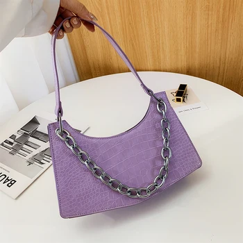 

Fashion Retro Stone Pattern Women Shoulder Underarm Bags PU Leather Casual Female Solid Color Chain Handbag