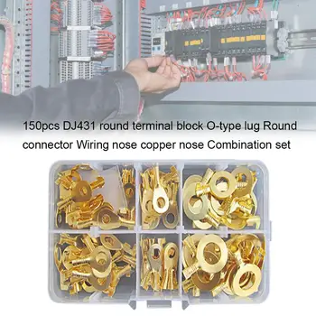 

150Pcs Terminal Connector Kit DJ431 Round Terminal Block Cold-Pressed Connector O-Type Tab Wiring Nose Combination Set