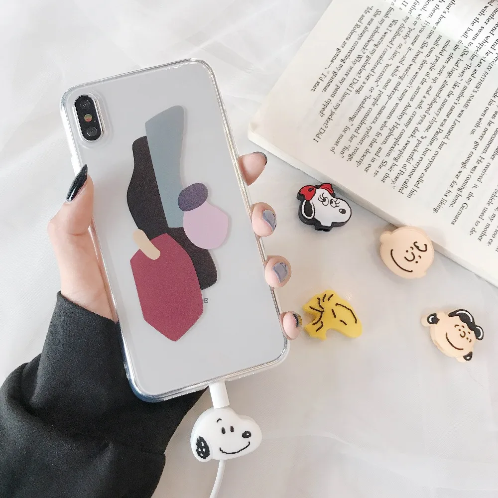 LinXiang Универсальный мультфильм Snoopys Charlie коричневый зарядное устройство держатель проводов Органайзер Защита USB телефон протектор для кабеля передачи данных